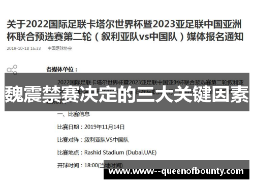 魏震禁赛决定的三大关键因素