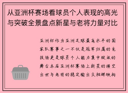从亚洲杯赛场看球员个人表现的高光与突破全景盘点新星与老将力量对比